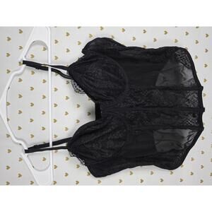 Sexy Black Underwire XL Bustier Bra Top Bralette Lace Tank RUE
